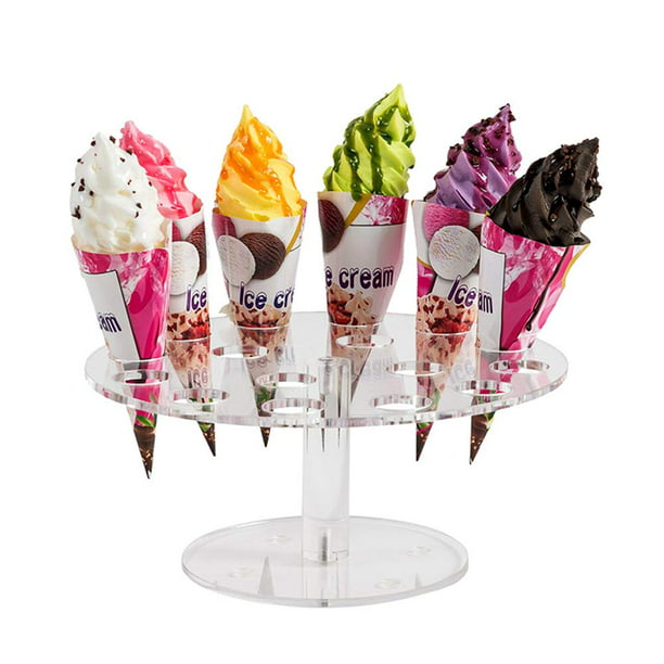 Clear Acrylic Single Ice Cream Cone Holder Tray Display Stand Rack Wedding Sushi
